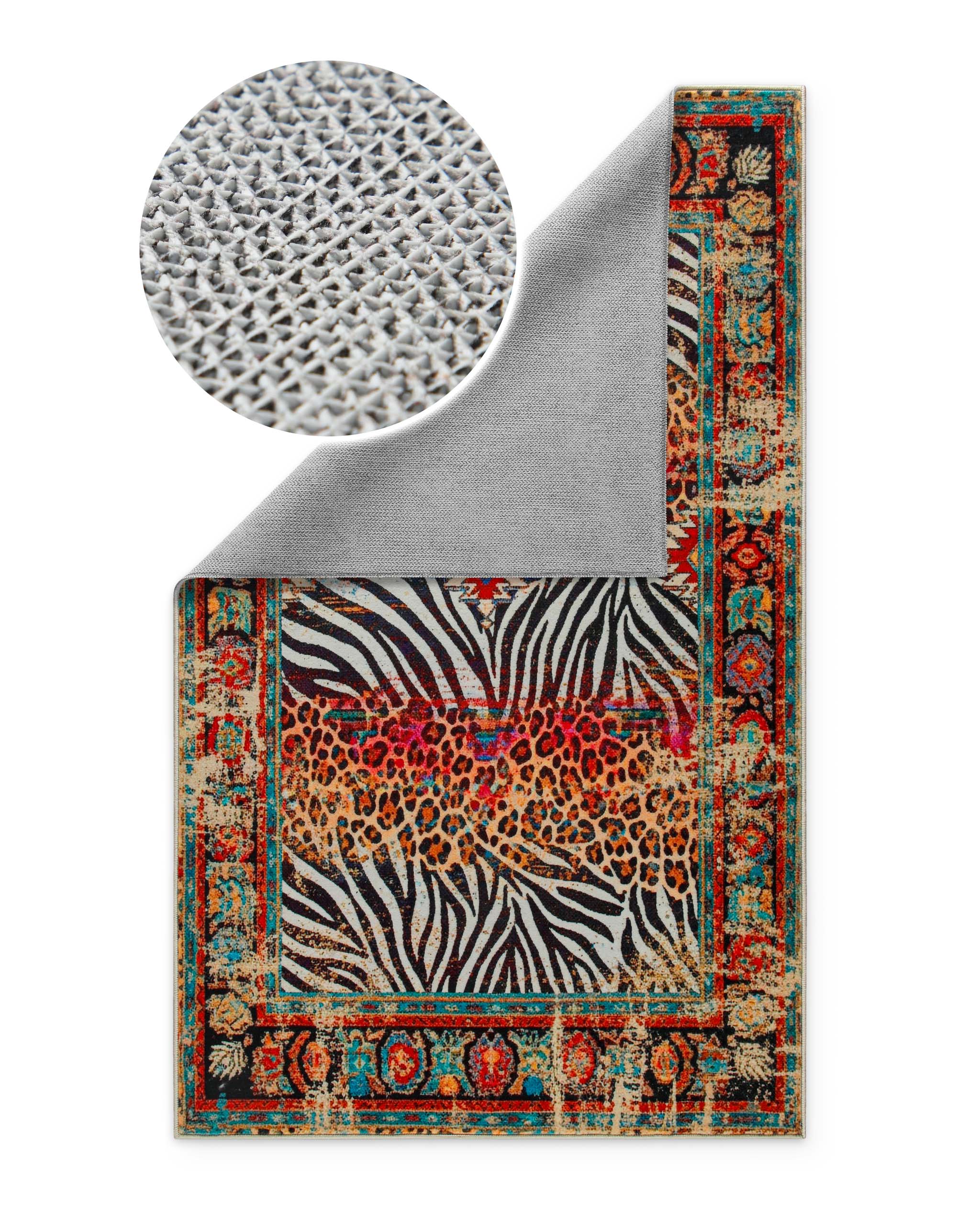 weconhome-vintage-badteppich-eckig-multi-boho-safari-animal-print image 7