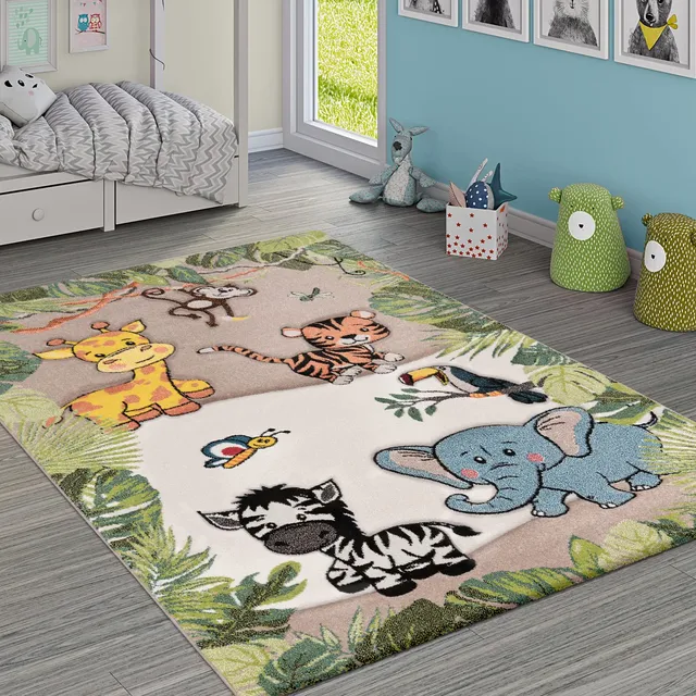 paco-home-kinderteppich-dschungel-giraffe-l-we-160x230-cm-creme image 1