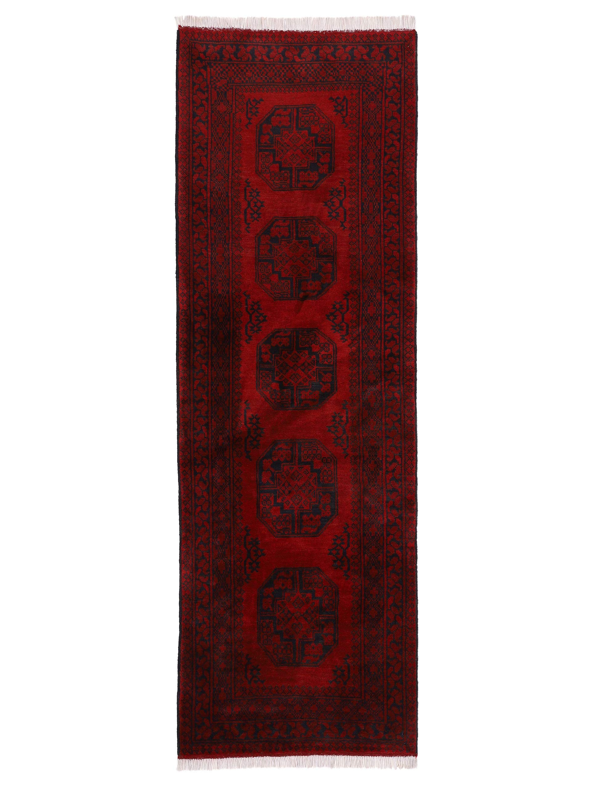 carpetfine-afghan-akhche-l-ufer-rot-80x200-cm-handgekn-pft-wolle image 1