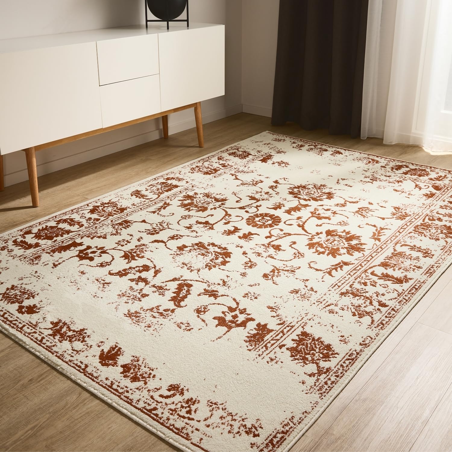 benuta-basic-teppich-suki-creme-orange-120-cm-rund-vintage-orient image 8