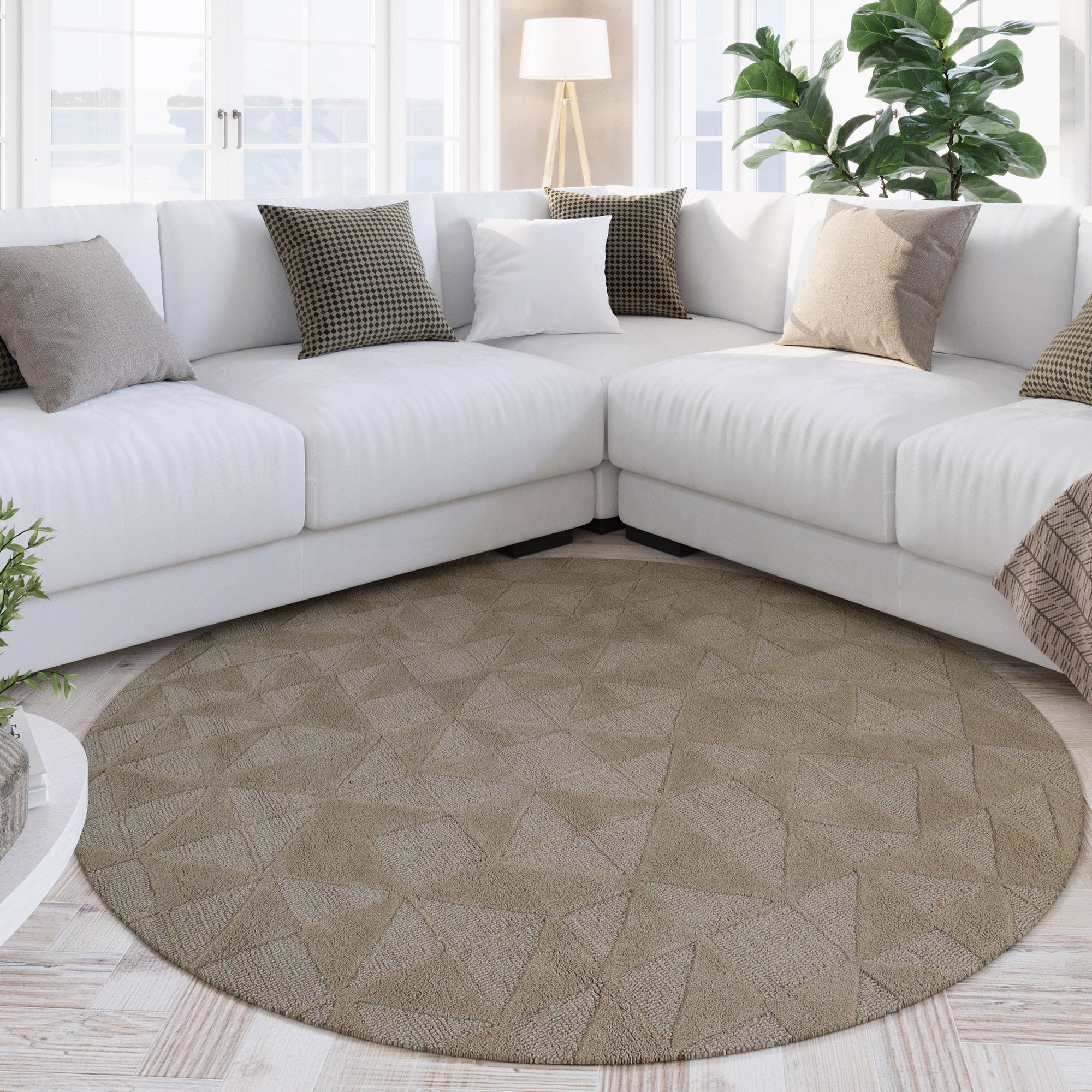 weconhome-hamptons-thirtyseven-kurzflor-teppich-rund-sand-beige-schurwolle image 4
