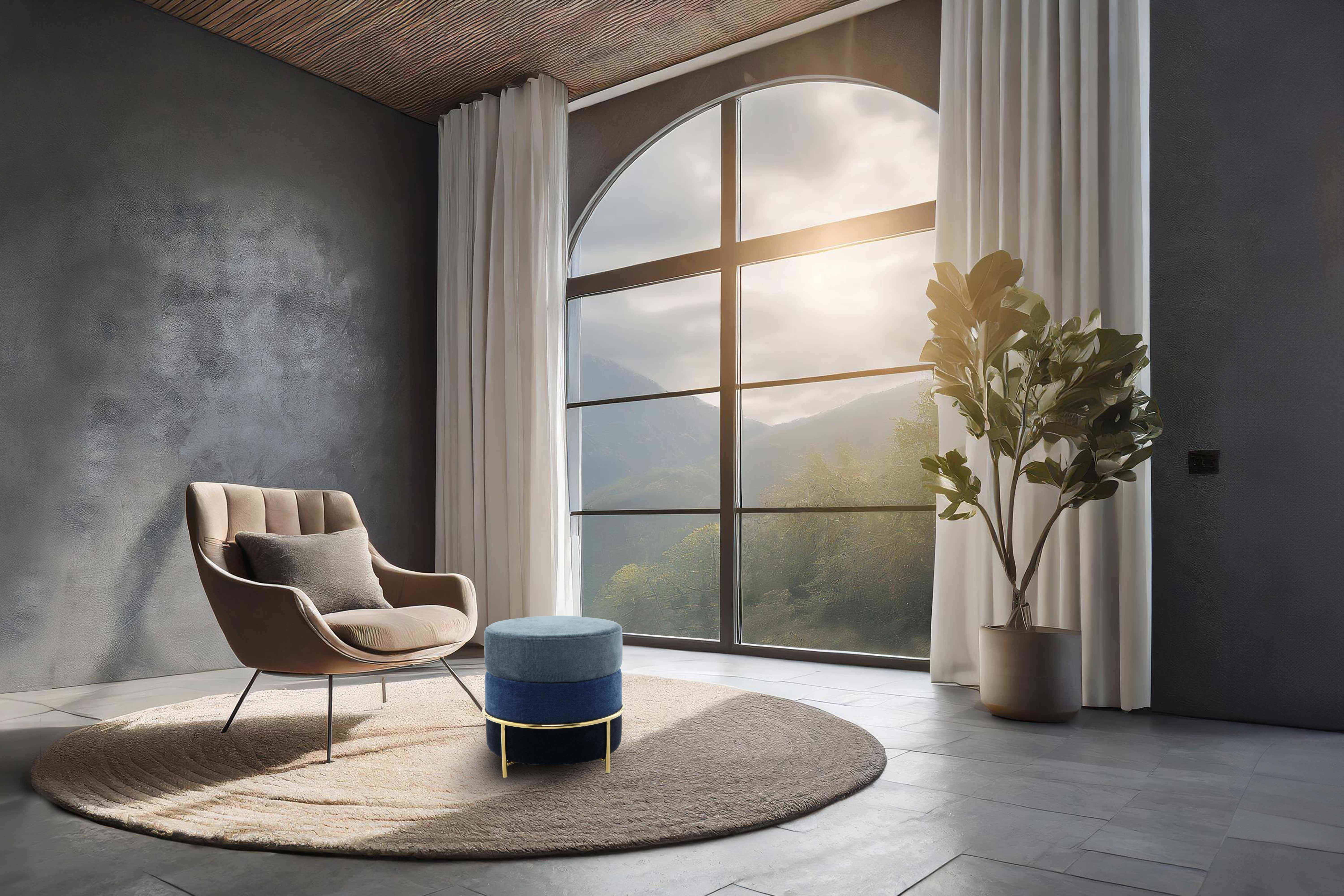 kayoom-hocker-matilda-225-runder-sitzpouf-mit-elegantem-metallgestell-und-weiche image 2