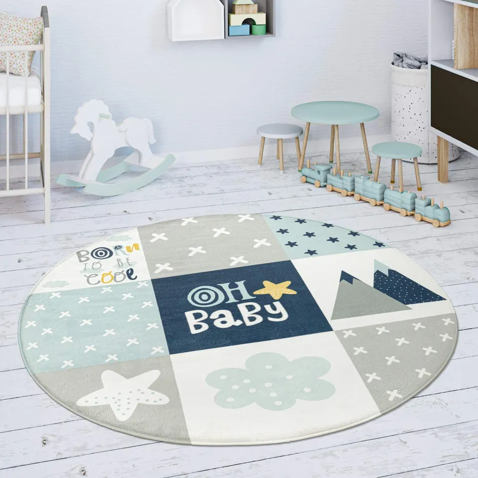 paco-home-ela-kinderteppich-rund-150-cm-grau-blau-wei image 1