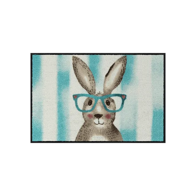 salonloewe-smart-rabbit-eingangsmatte-50-x-75-cm-hase-mit-brille-waschbar image 1