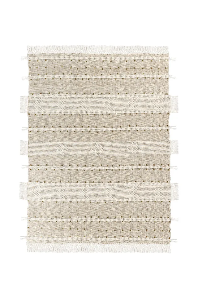 kayoom-decke-bohist-425-creme-khaki-kuscheldecke-aus-wolle-im-boho-stil-mit-fran image 1