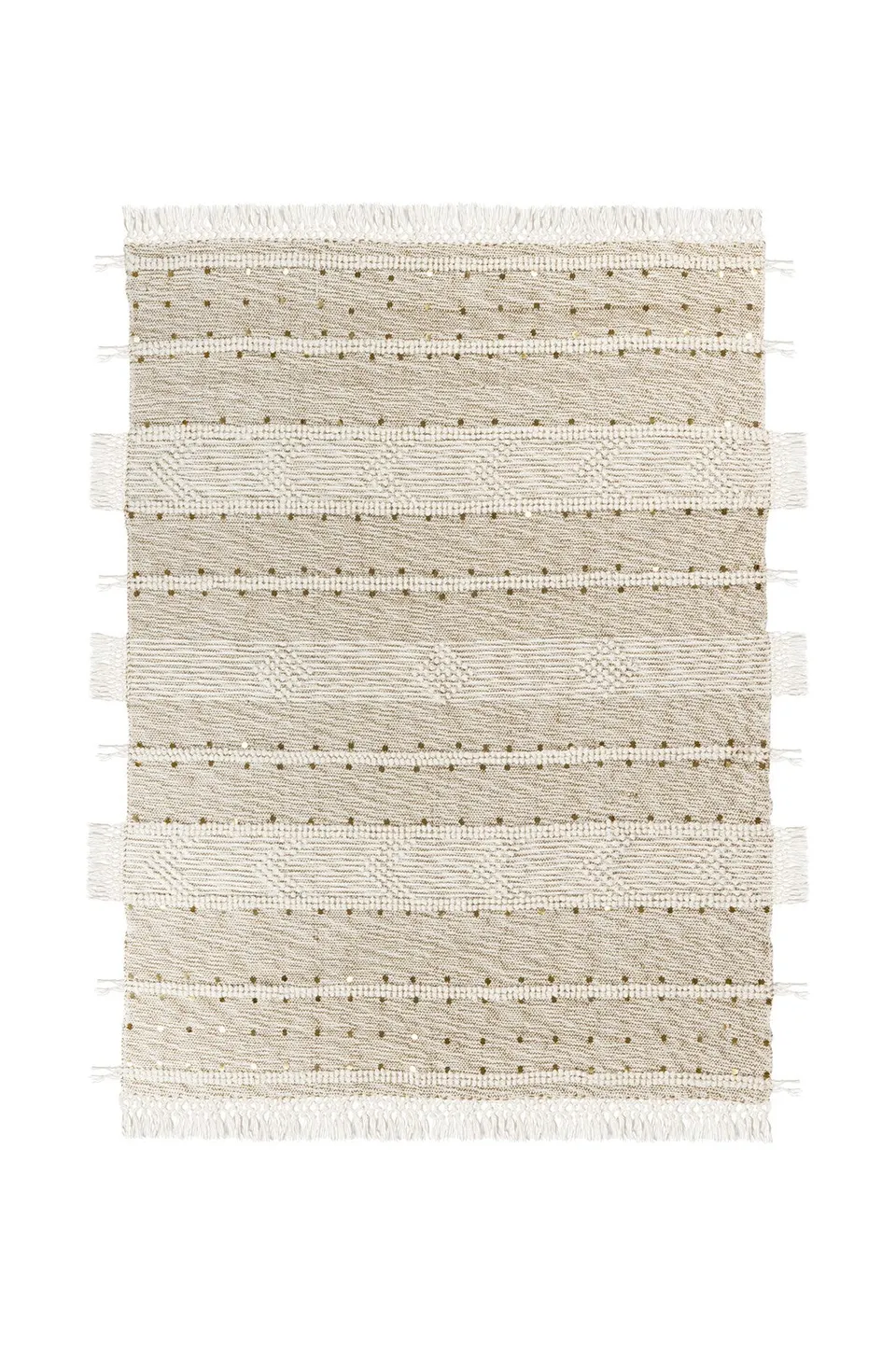 kayoom-decke-bohist-425-creme-khaki-kuscheldecke-aus-wolle-im-boho-stil-mit-fran image 1