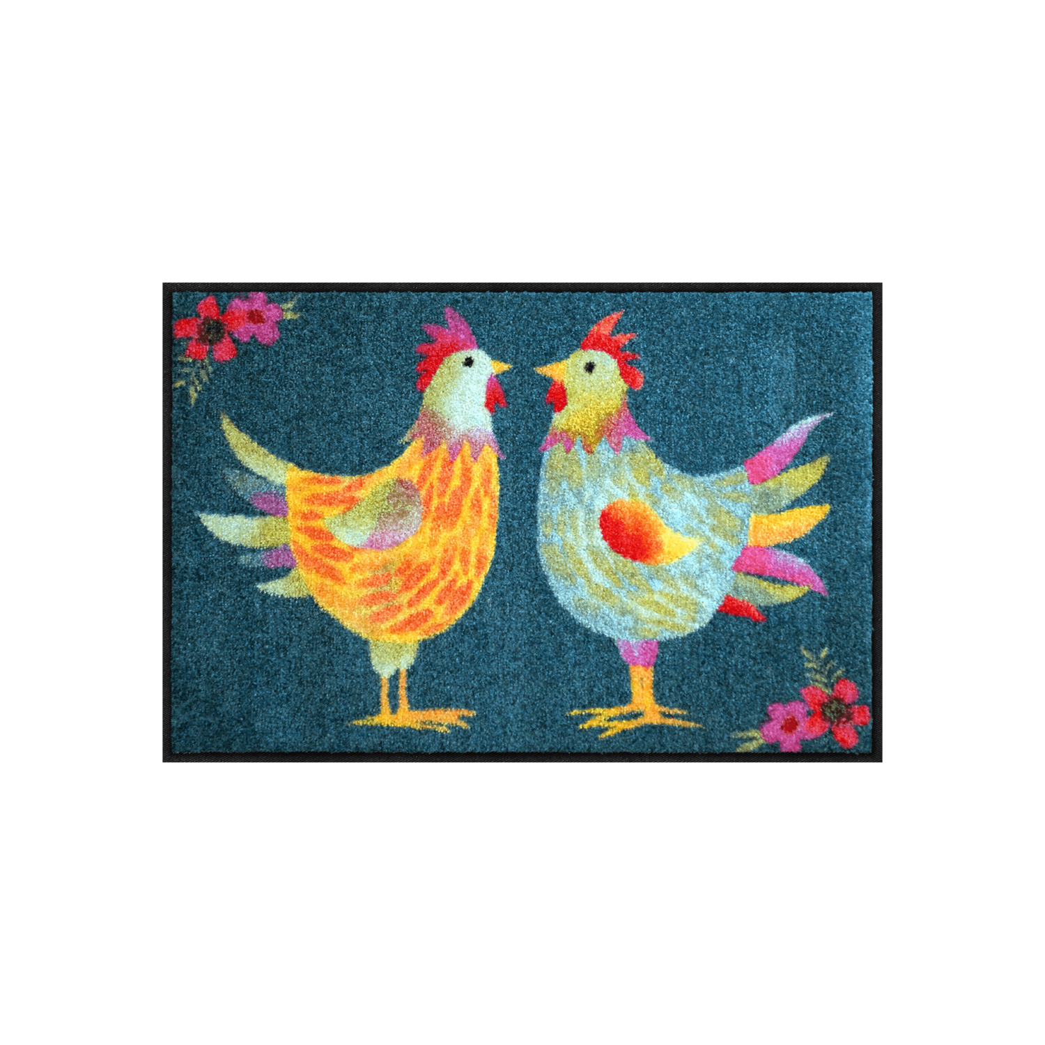 salonloewe-rainbow-chicken-petrol-eingangsmatte-50-x-75-cm-buntes-h-hnermotiv-ru image 1