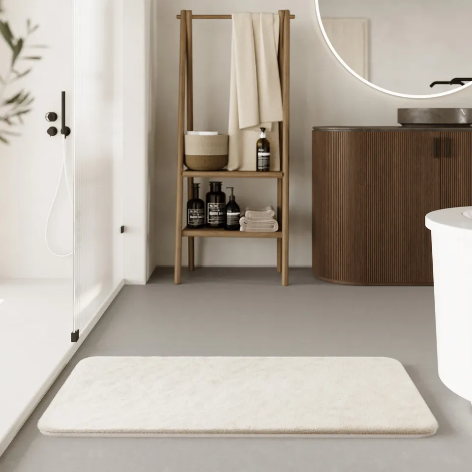 weconhome-basics-badteppich-emil-beige-creme-getuftet-polyester-oeko-tex image 1