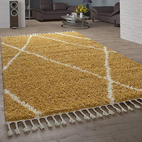 paco-home-shaggy-teppich-hochflor-rauten-skandi-gelb-140x200-cm image 5