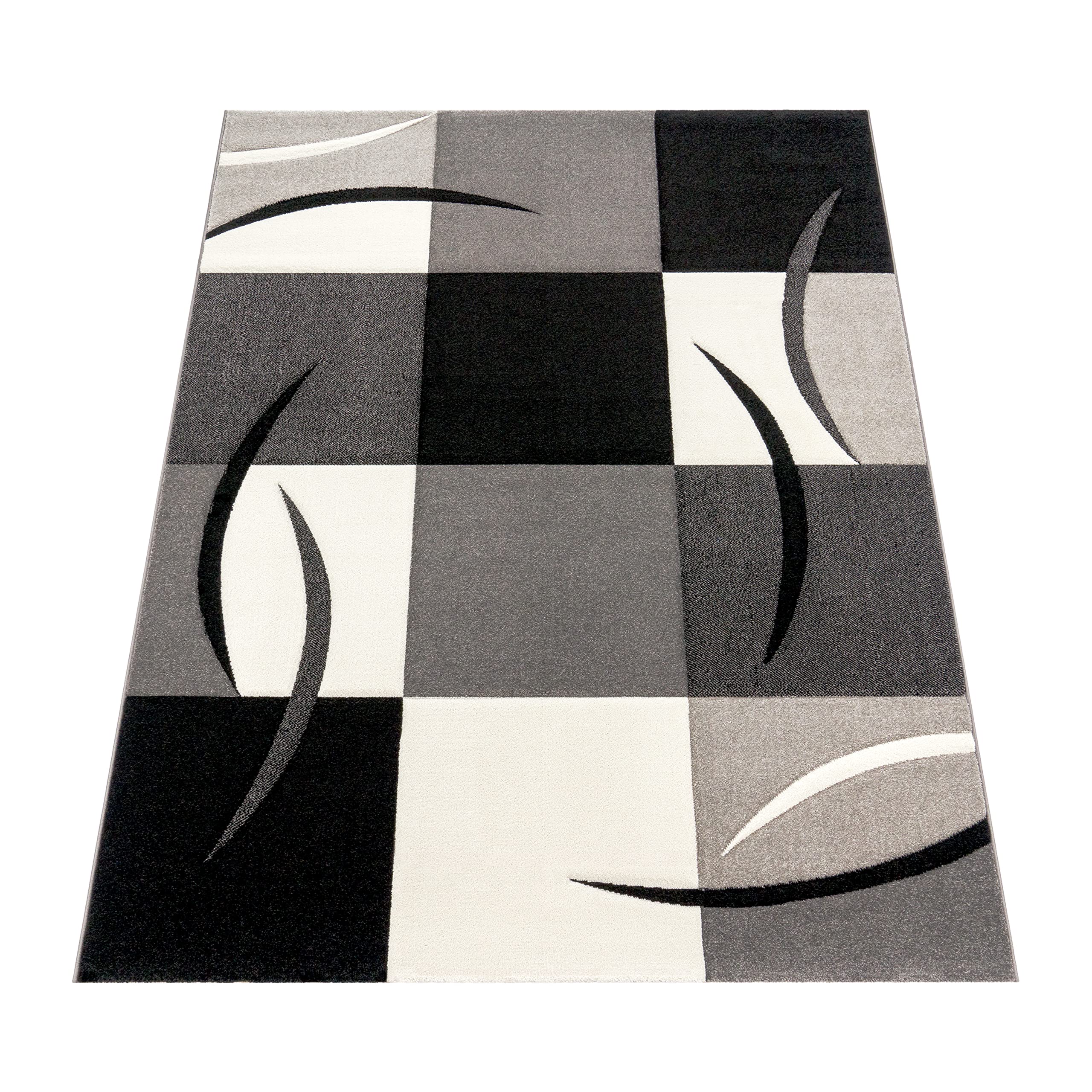 paco-home-designer-kurzflor-teppich-120x170-cm-schwarz-weiss-grau-kariert image 6