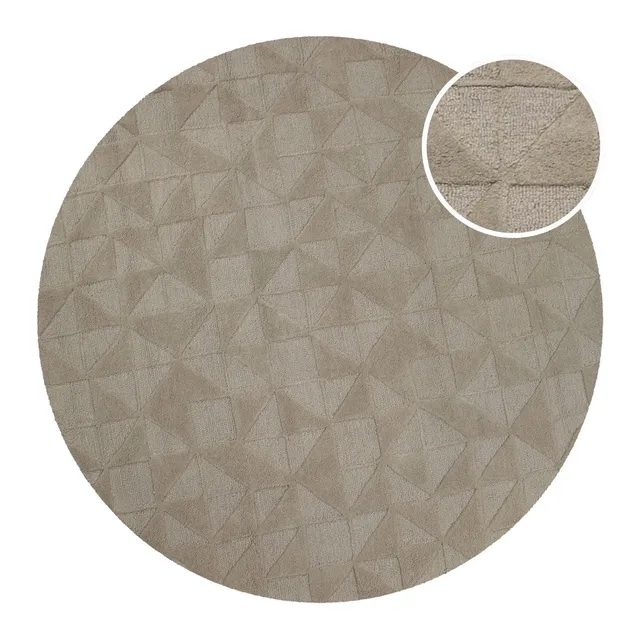 weconhome-hamptons-thirtyseven-kurzflor-teppich-rund-sand-beige-schurwolle image 1
