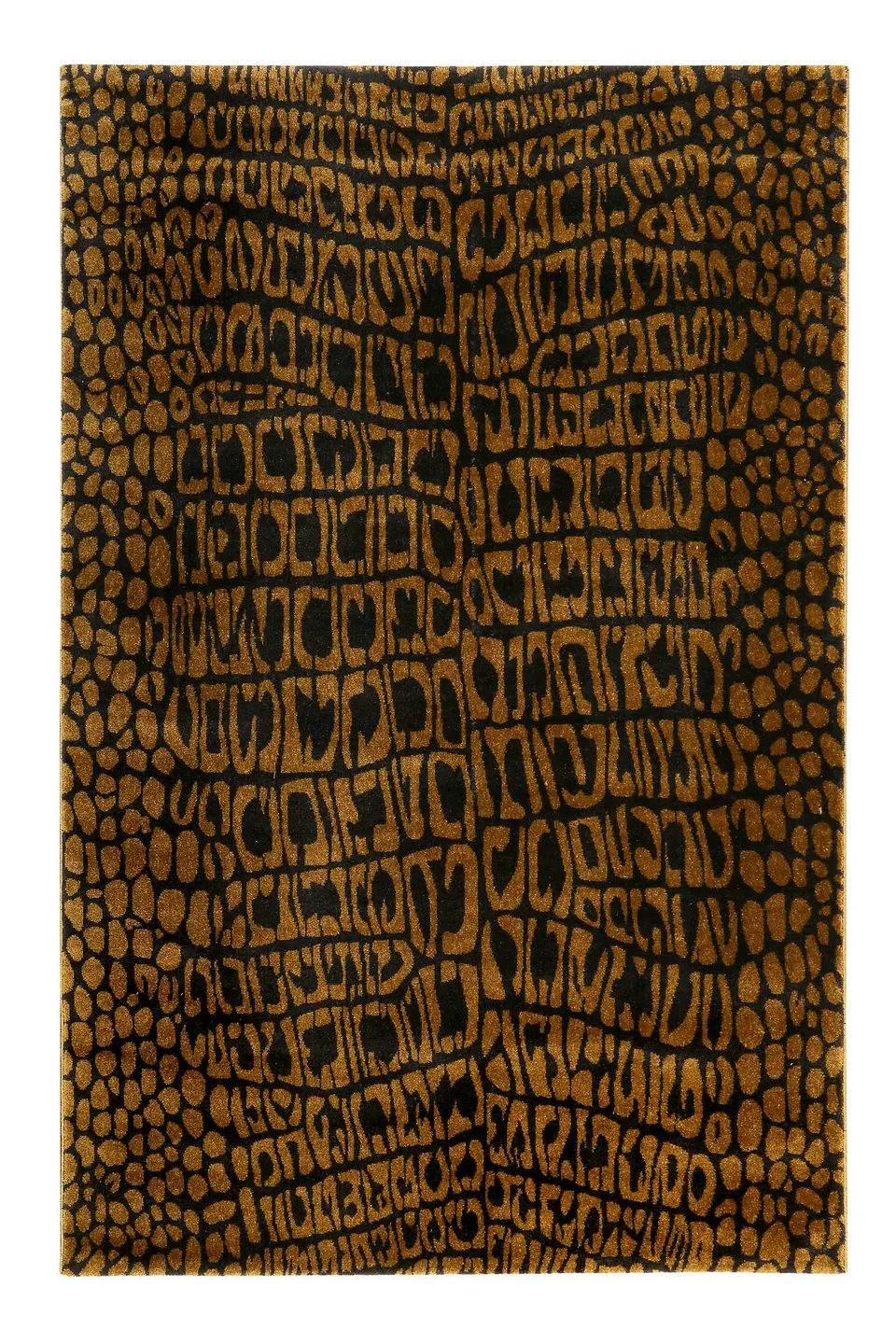 weconhome-croco-teppich-animal-print-messing-braun-eckig image 1