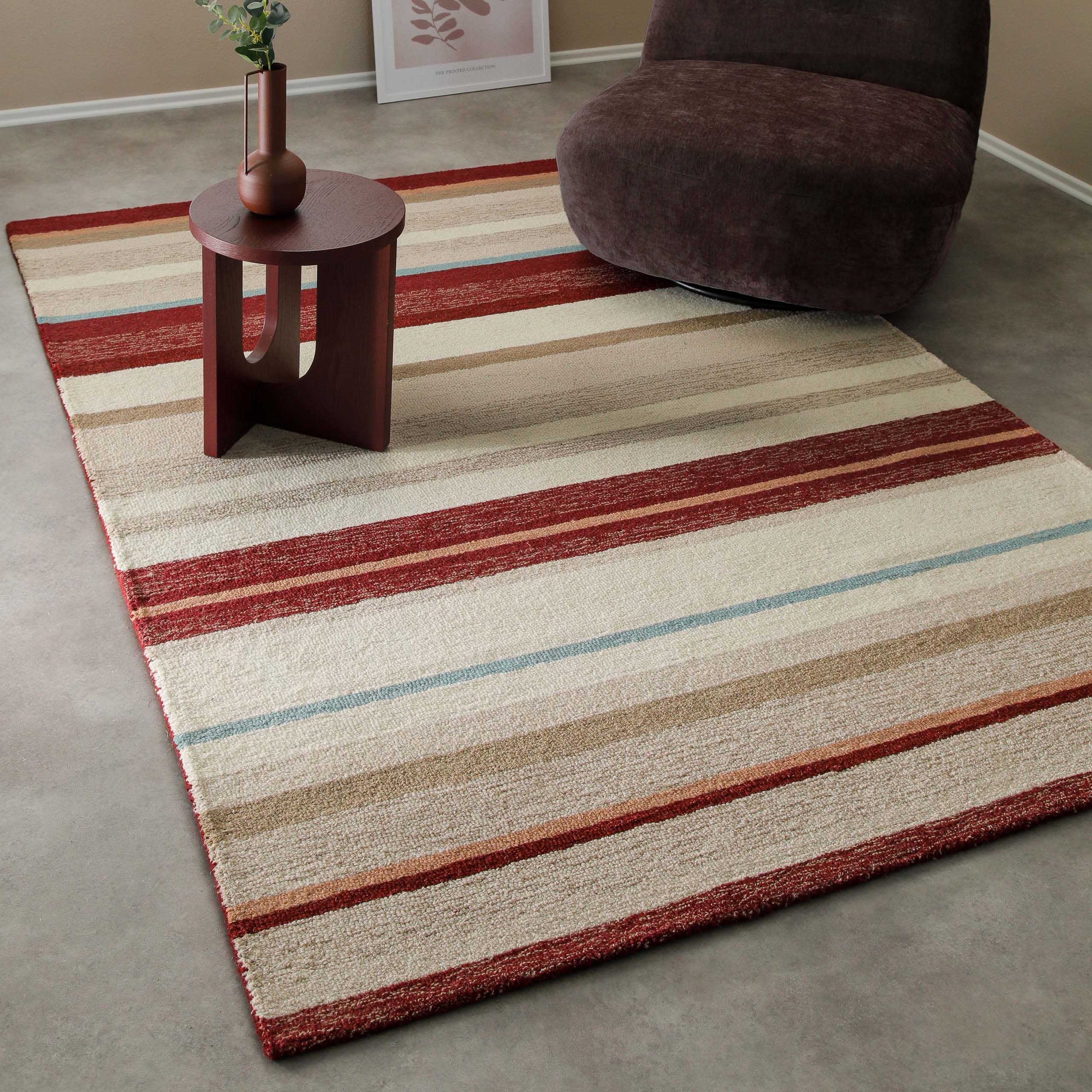 weconhome-sally-kurzflorteppich-beige-multi-streifen-aus-schurwolle image 2