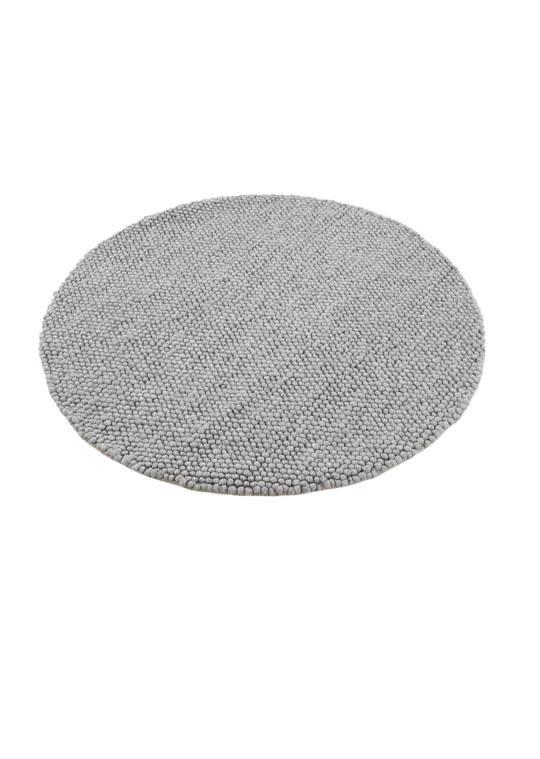carpetfine-calo-wollteppich-rund-hellgrau-80-cm-filzkugel image 2