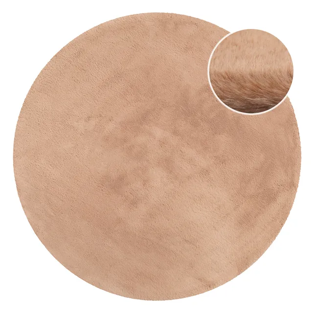 weconhome-basics-anna-kunstfell-teppich-rund-apricot-hochflor image 1
