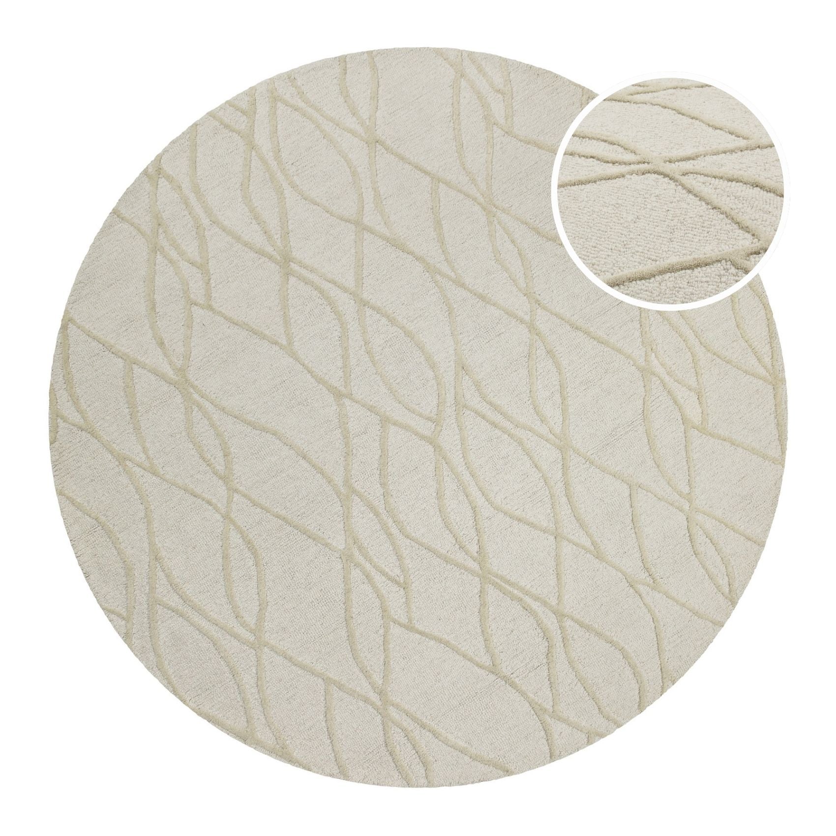 weconhome-hamptons-twentythree-kurzflor-teppich-rund-creme-wei-schurwolle image 1