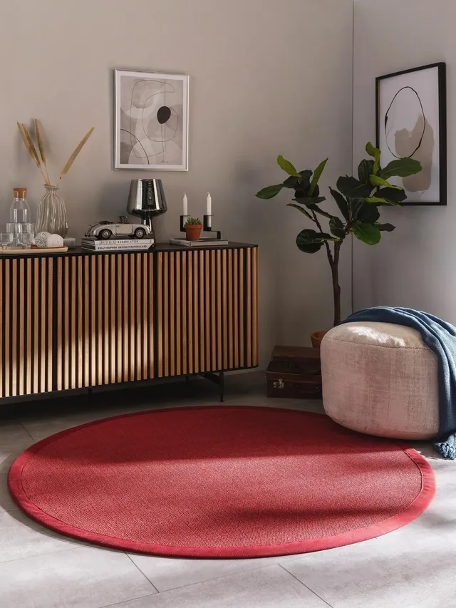 benuta-nest-sana-sisal-naturfaser-teppich-rot-rund-150-cm image 1