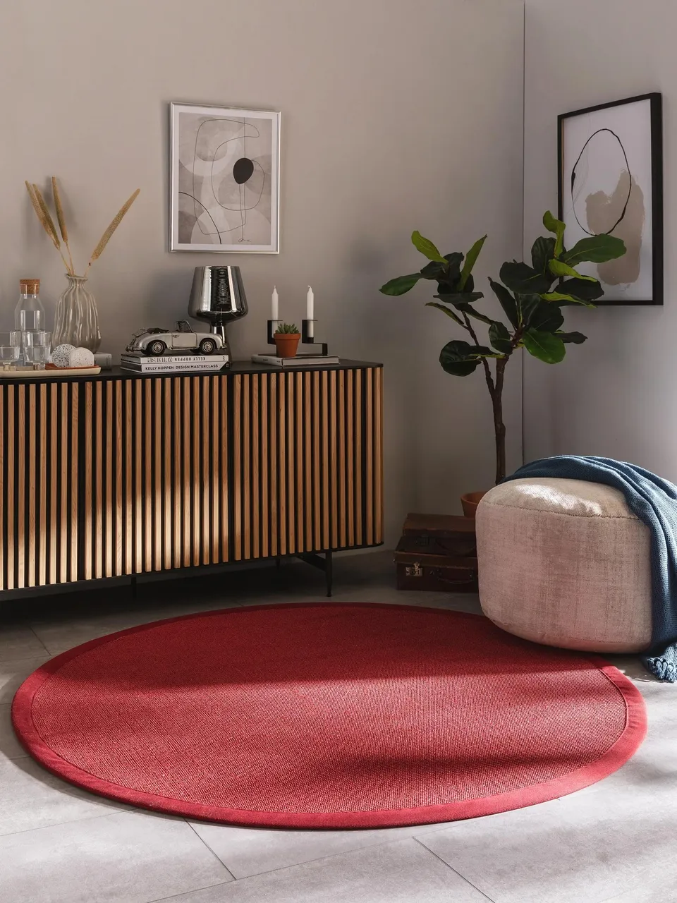 benuta-nest-sana-sisal-naturfaser-teppich-rot-rund-150-cm image 1