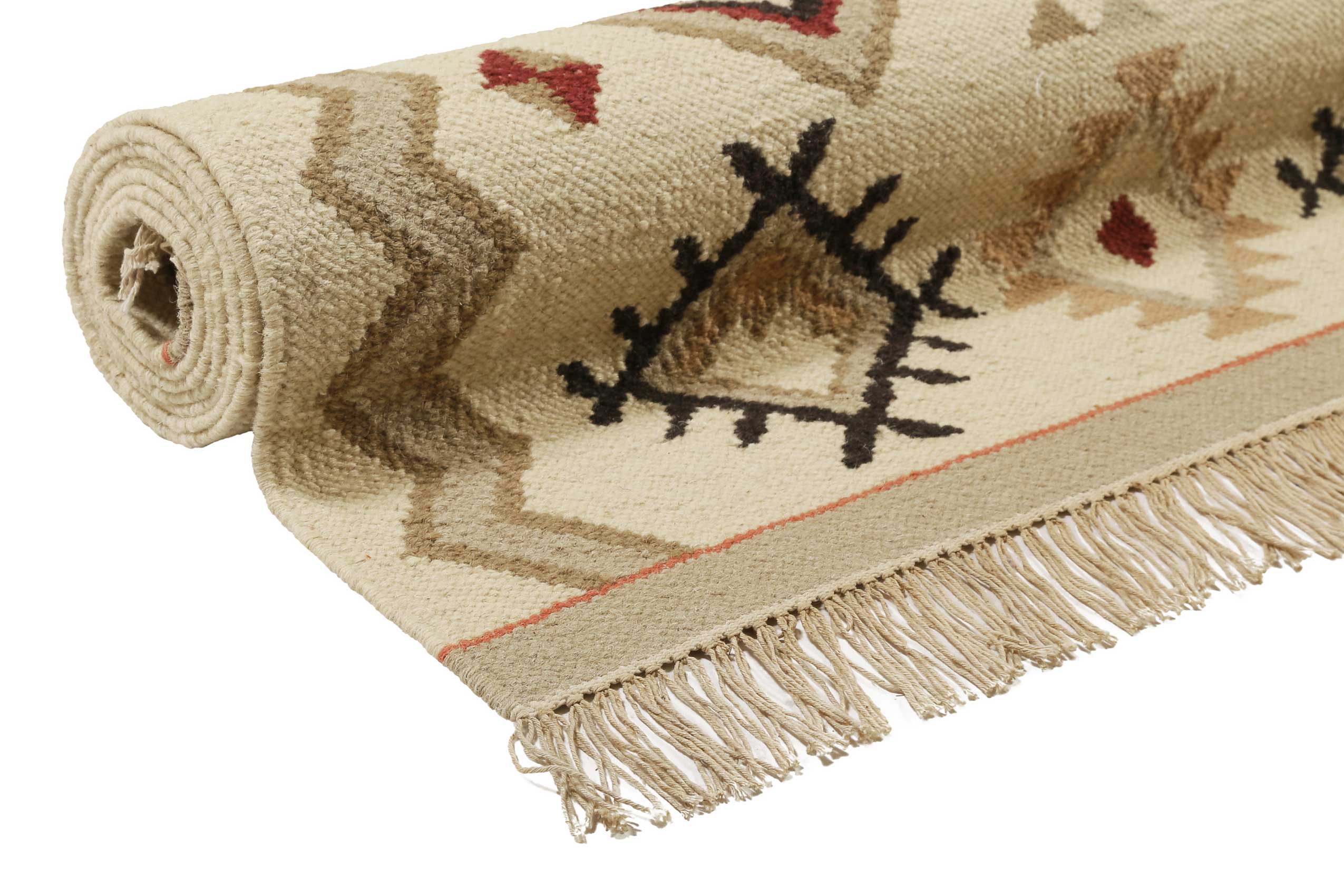 weconhome-green-looop-kelim-teppich-brionne-creme-beige-rot-handgewebte-wolle image 8