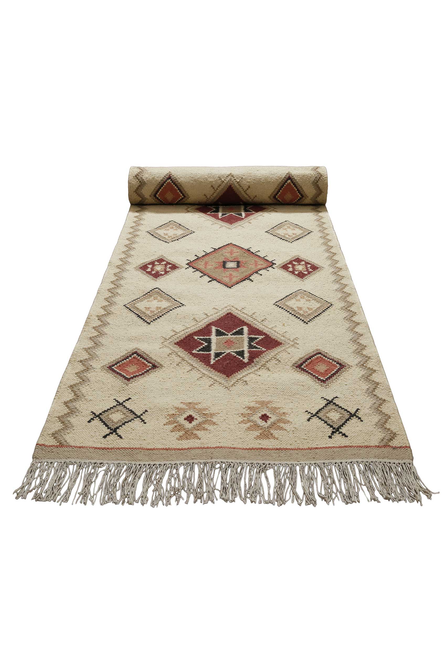 weconhome-green-looop-kelim-teppich-brionne-creme-beige-rot-handgewebte-wolle image 3