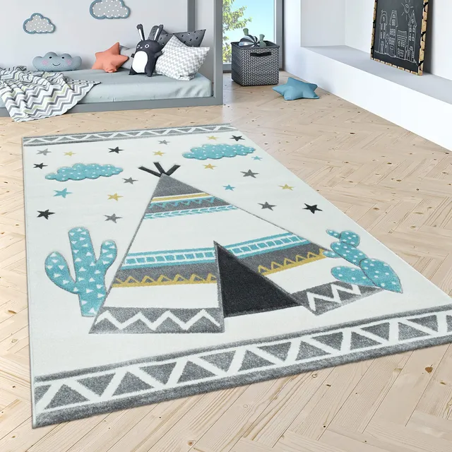 paco-home-bino-kinderteppich-140x200-cm-creme-pastell-3d-effekt image 1