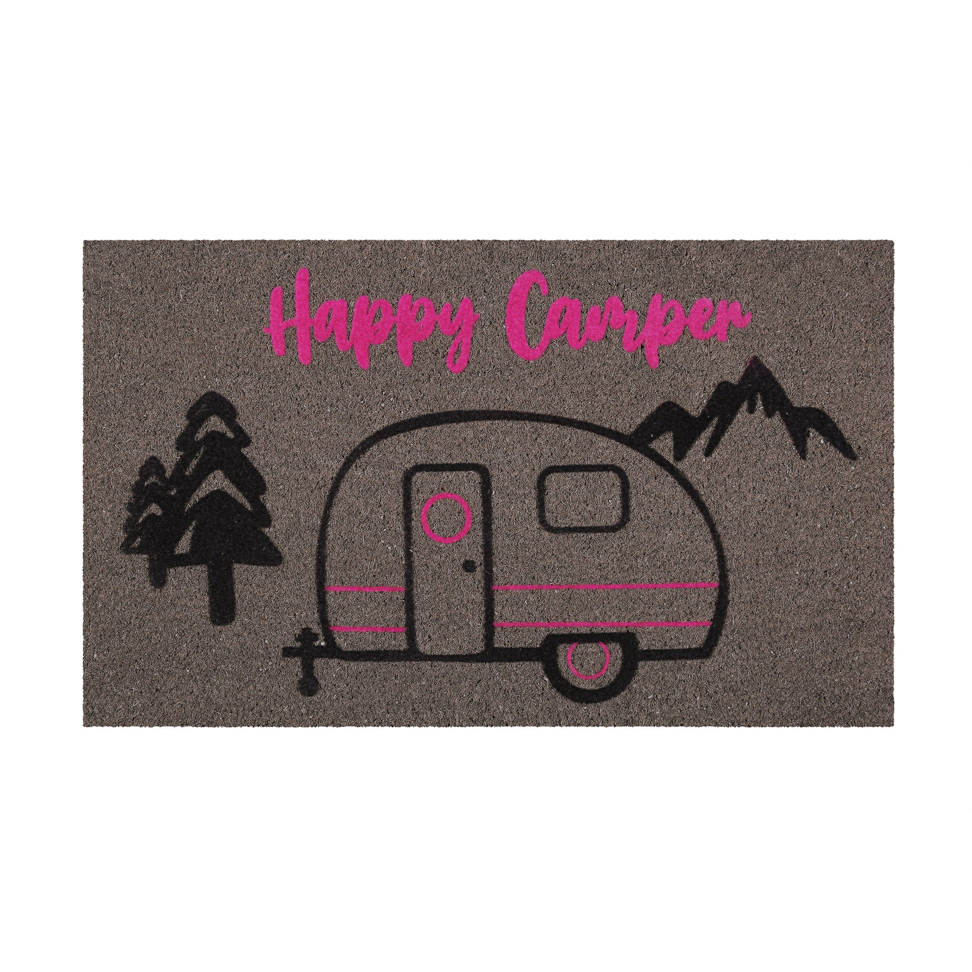 weconhome-fu-matte-aus-kokosfaser-happy-camper-grau-schwarz-gewebt-antirutschbes image 2
