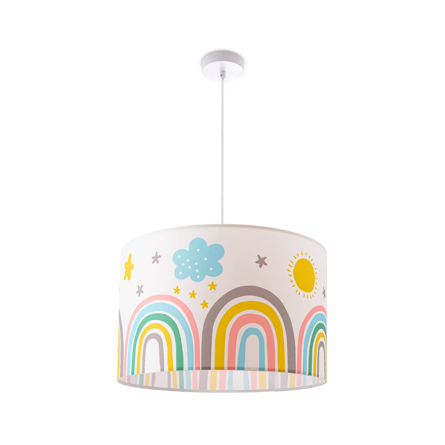 paco-home-kinder-pendelleuchte-stoffschirm-rund-regenbogen-e27-bunt image 1