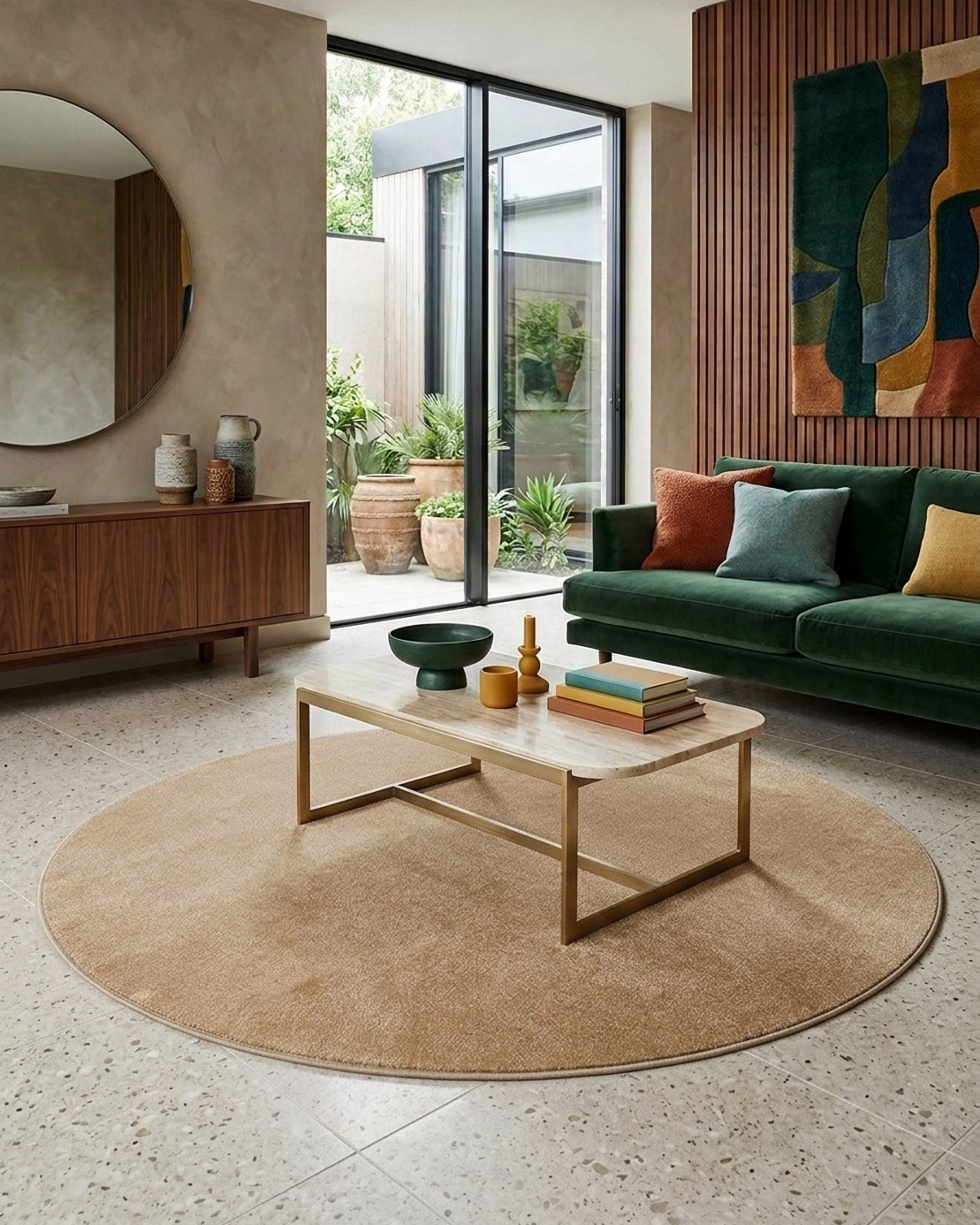 weconhome-homie-living-kurzflorteppich-montepulciano-rund-sand-beige image 2