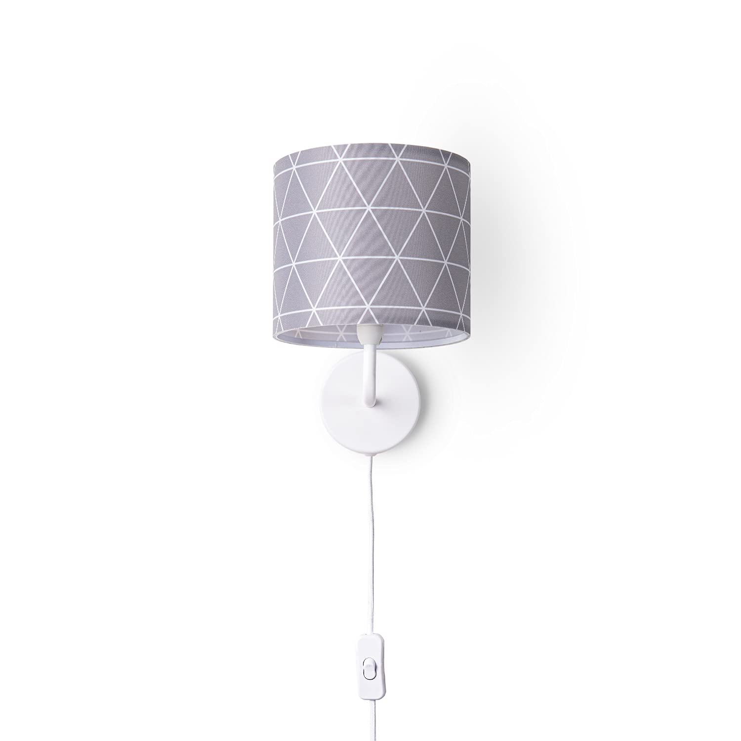 paco-home-volta-wandleuchte-e14-punkte-geometrisch-stoffschirm-mit-stecker image 1