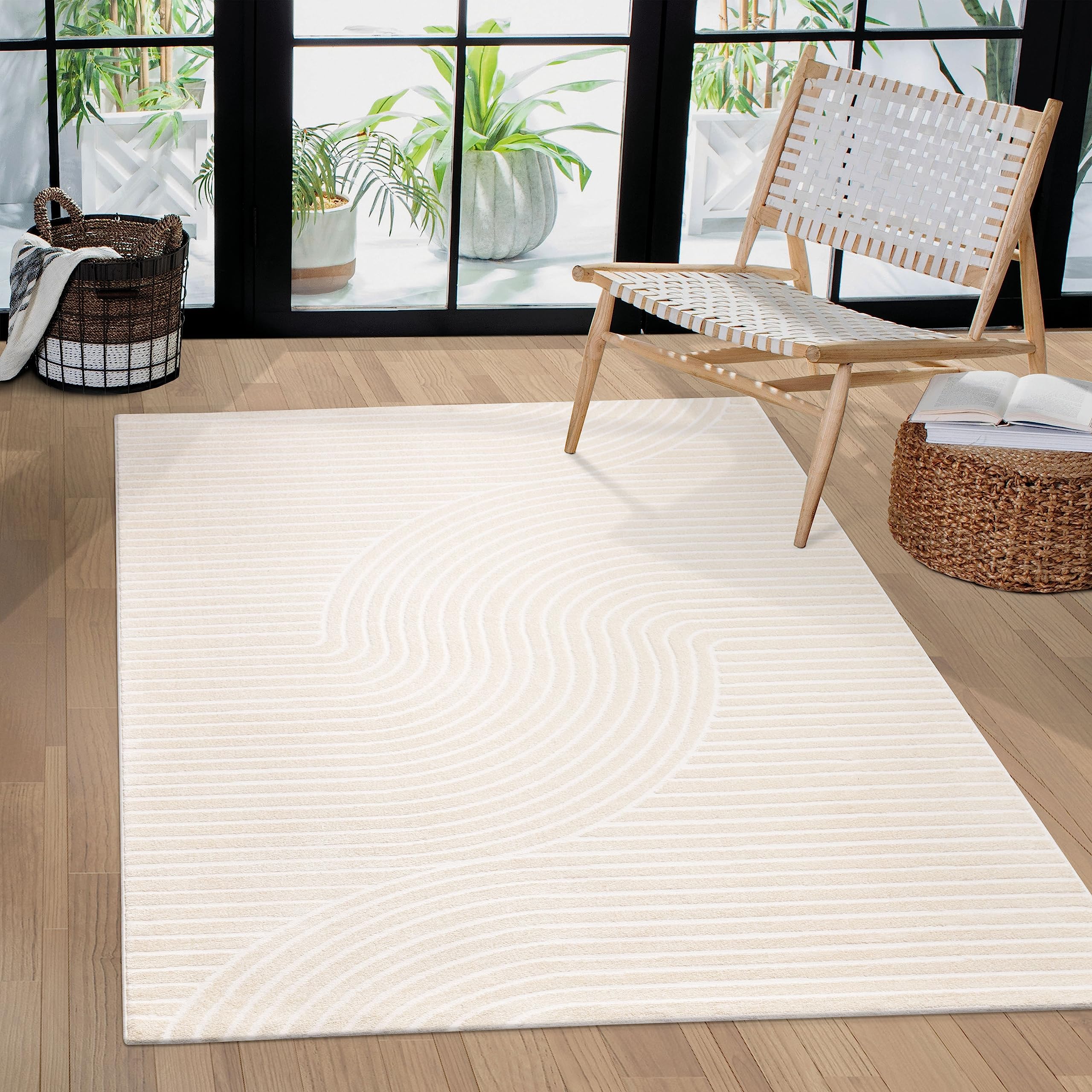 paco-home-teppich-kurzflor-skandi-boho-3d-effekt-creme-6-120x170-cm image 7