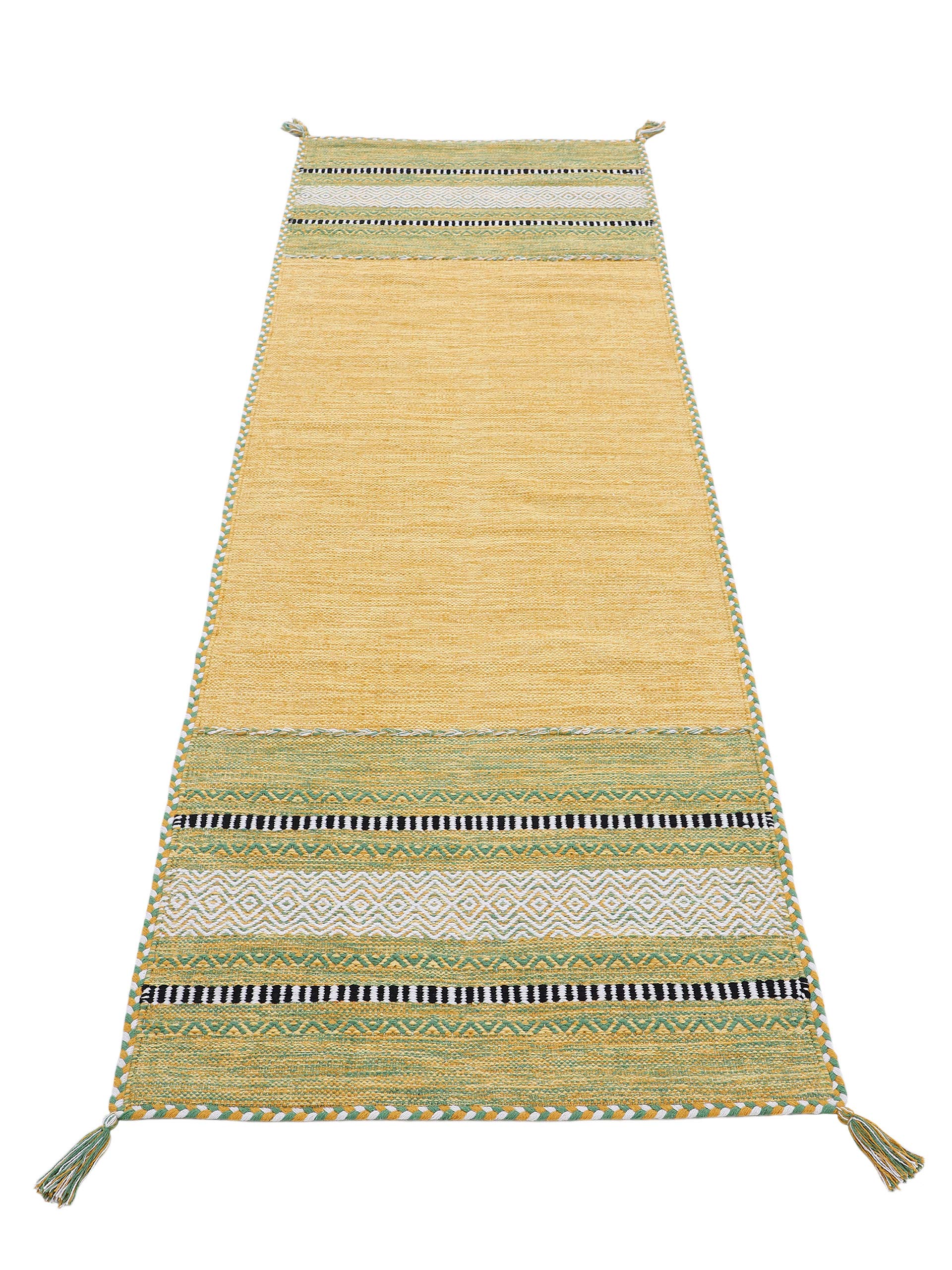 carpetfine-kelim-azizi-l-ufer-baumwolle-gelb-80x300-cm image 4