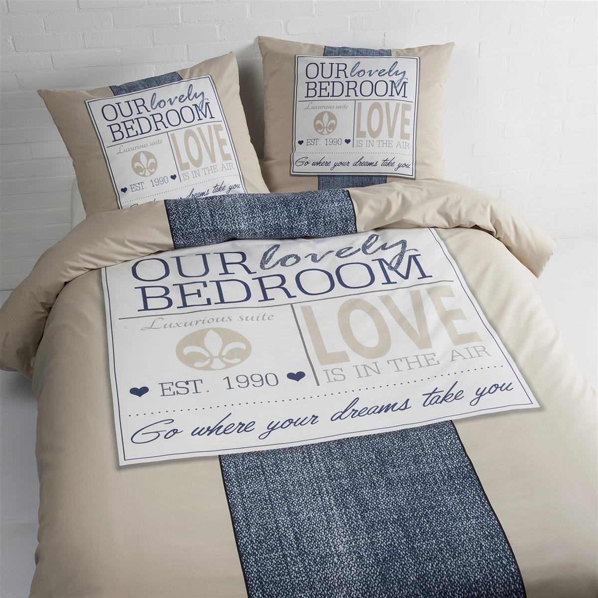 kayoom-bettw-sche-taro-125-beige-blau-135-x-200-cm image 2