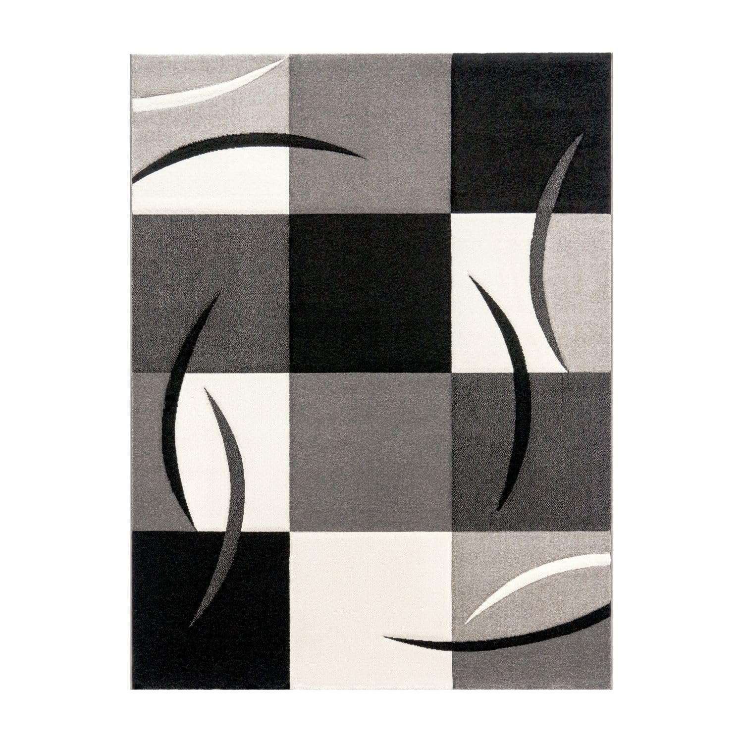 paco-home-designer-kurzflor-teppich-120x170-cm-schwarz-weiss-grau-kariert image 5