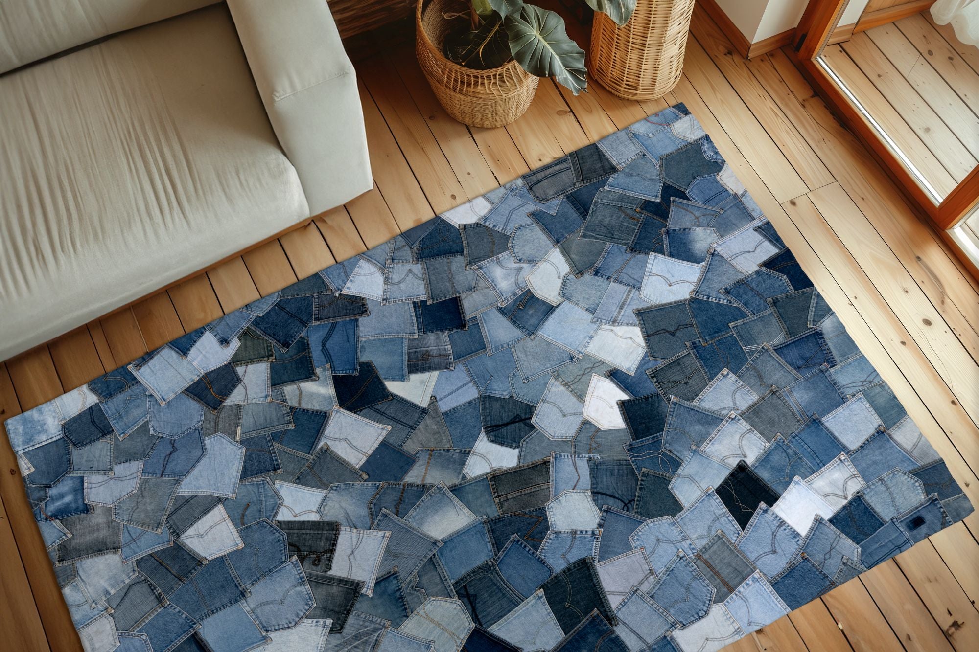 kayoom-urban-denim-490-blau-kurzflorteppich-6-mm-flor-2400-g-m-100-baumwolle-han image 4