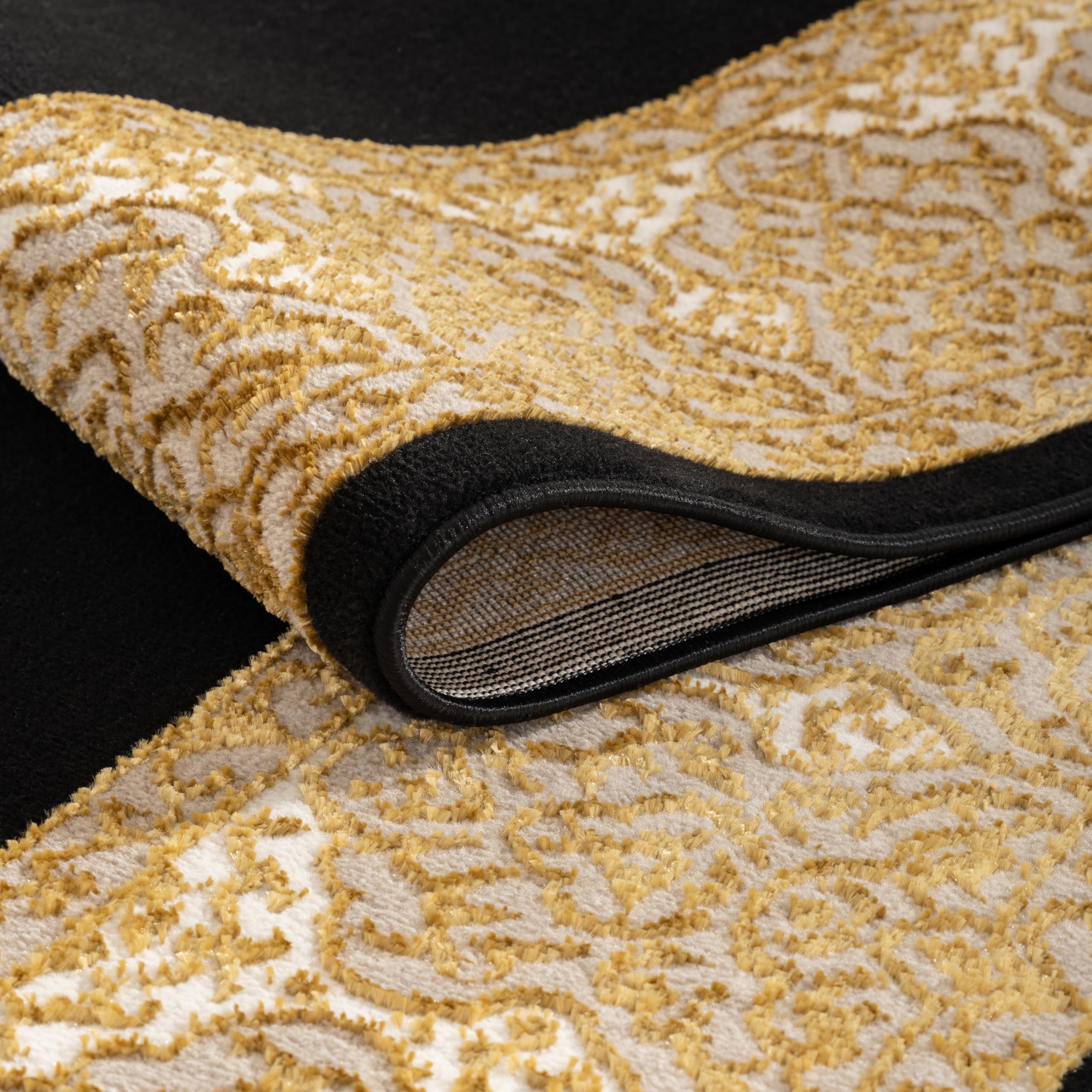 paco-home-teppich-kurzflor-vintage-orientalisch-80x150-cm-schwarz-gold image 2