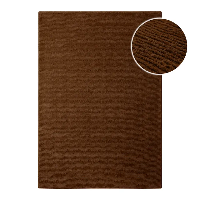 weconhome-kurzflor-teppich-schurwolle-braun-castello-one-handgewebt-hoch-tief-mu image 1