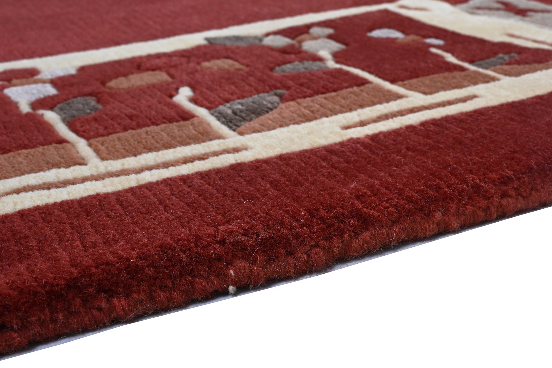 weconhome-tibet-teppich-rot-handgekn-pft-mit-retro-bord-re image 4