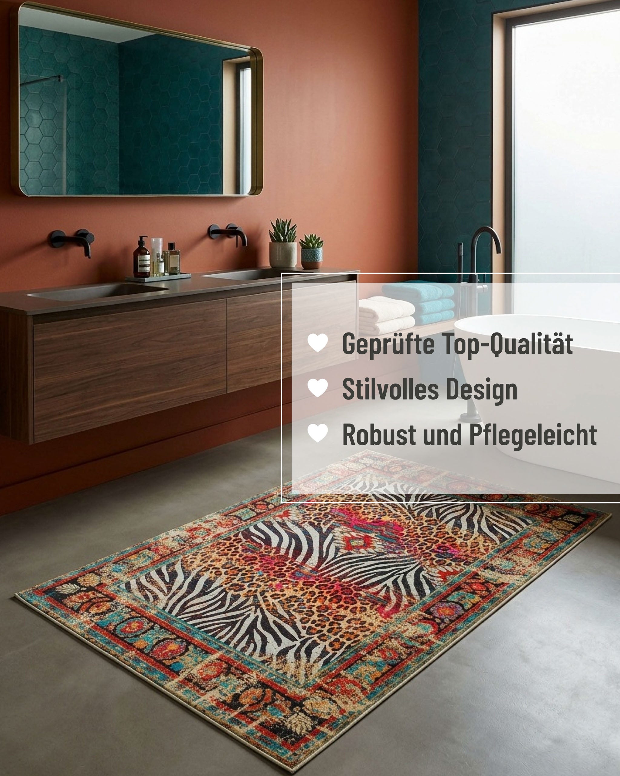 weconhome-vintage-badteppich-eckig-multi-boho-safari-animal-print image 3