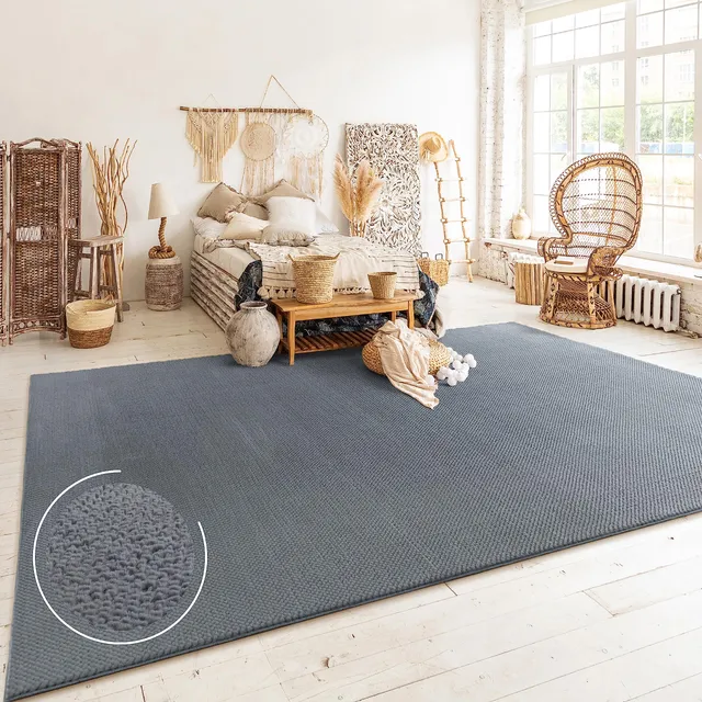 paco-home-coco-kurzflor-teppich-200x280-cm-anthrazit-skandi-boho image 1