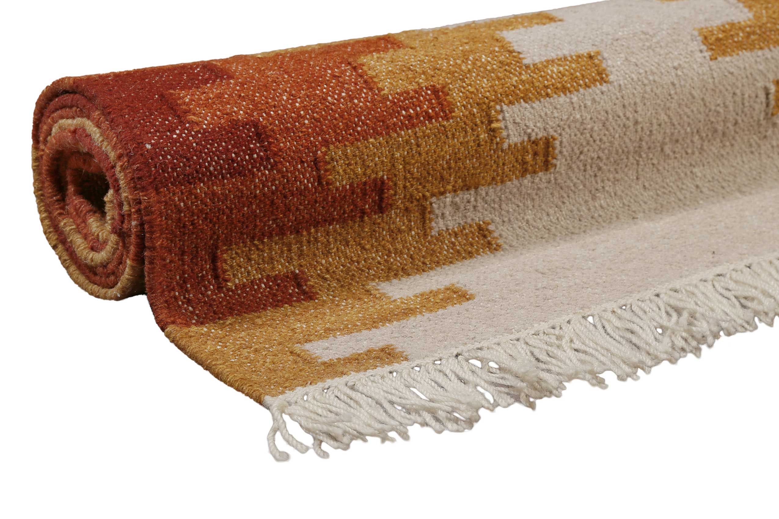 weconhome-belle-green-looop-kelim-teppich-wolle-beige-ocker image 7