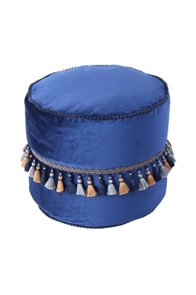 kayoom-pouf-taj-mahal-225-orientalischer-sitzhocker-samt-optik-makramee image 1
