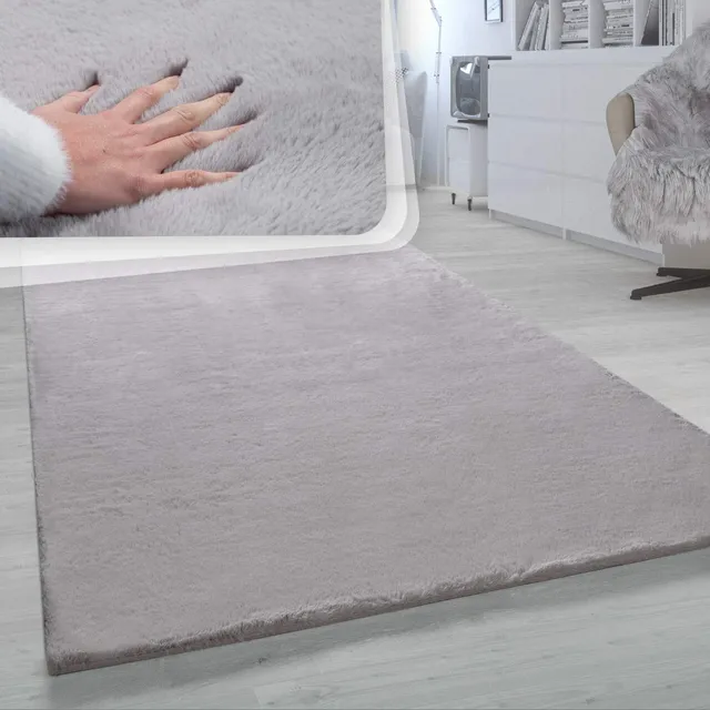 paco-home-rabbit-hochflor-teppich-kaninchenfell-grau-200x290-cm image 1