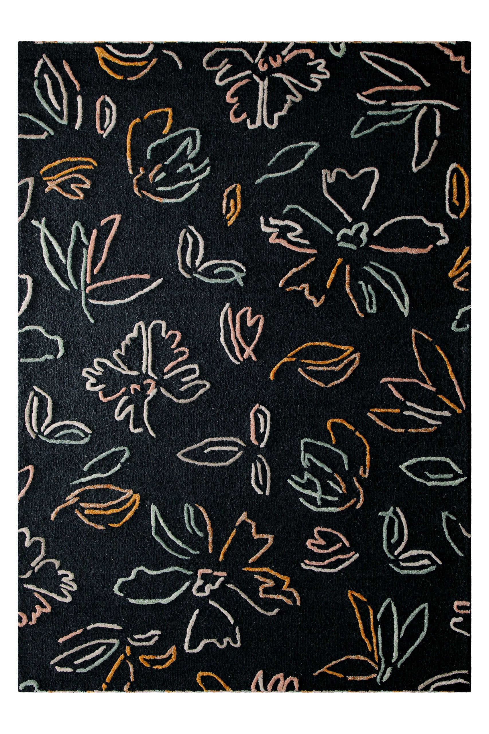 weconhome-vee-kurzflorteppich-anthrazit-schurwolle-floral image 3