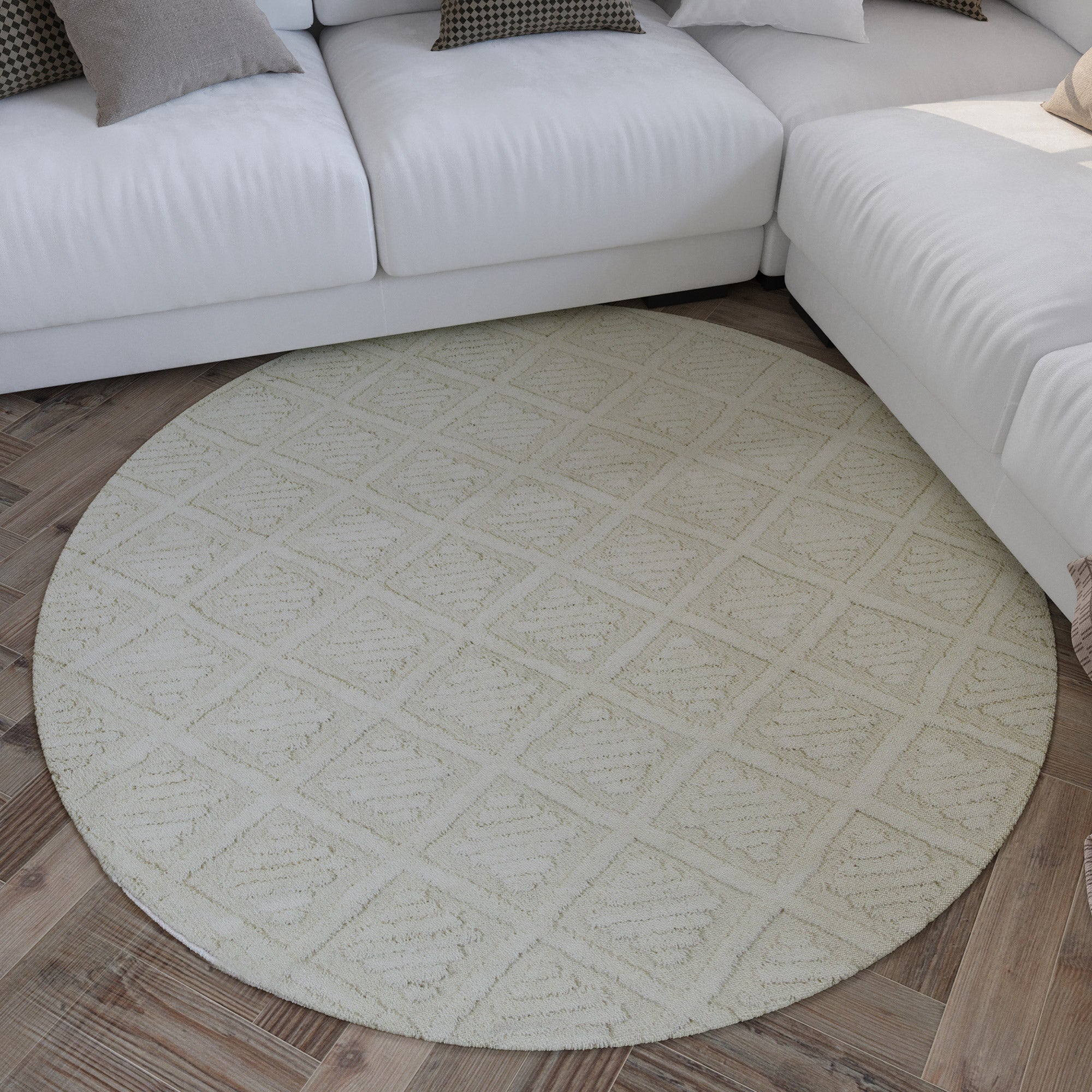 weconhome-kurzflor-teppich-rund-creme-wei-aus-schurwolle-hamptons-seventeen-hand image 2