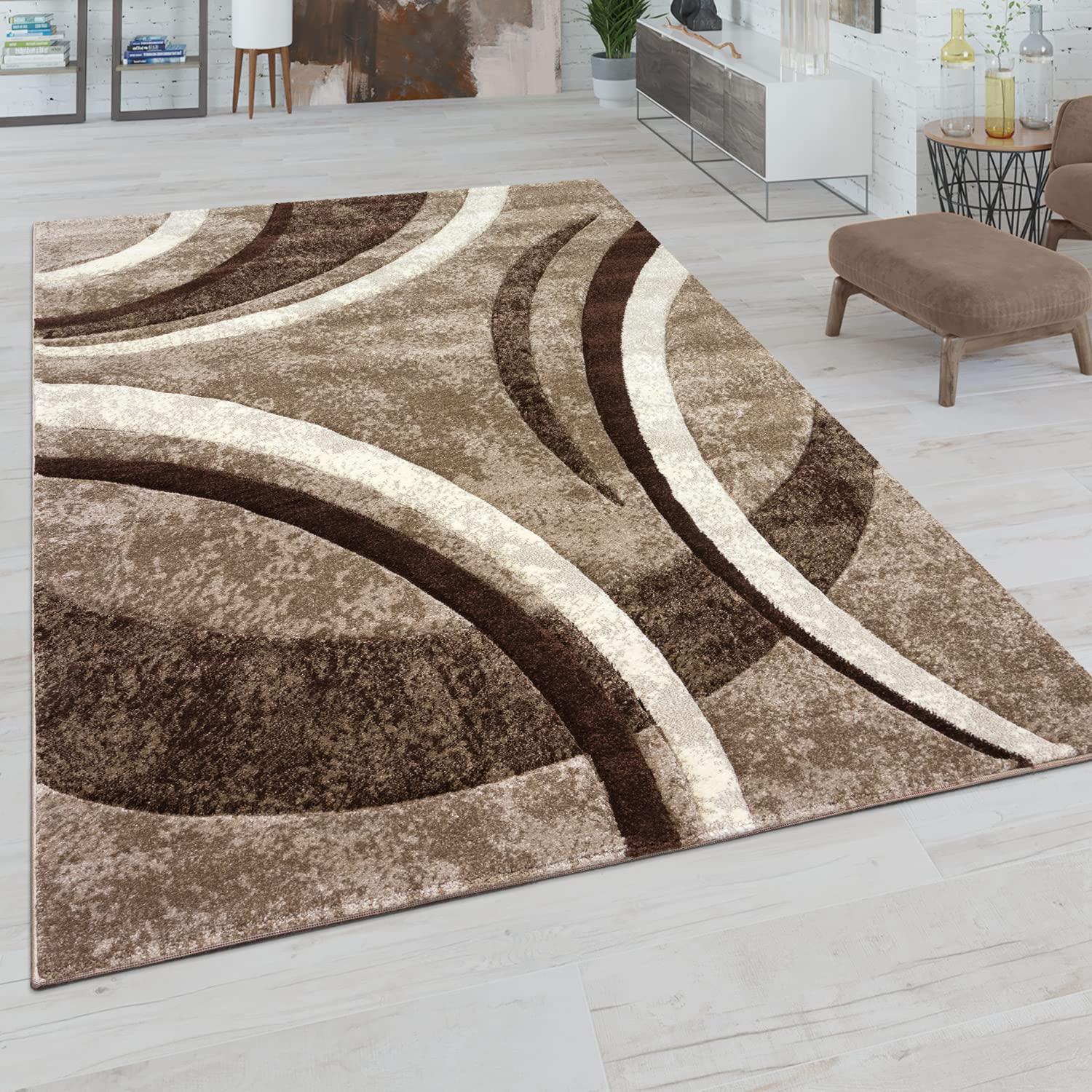 paco-home-kurzflor-teppich-160x230-cm-grau-vintage-3d-konturenschnitt image 4