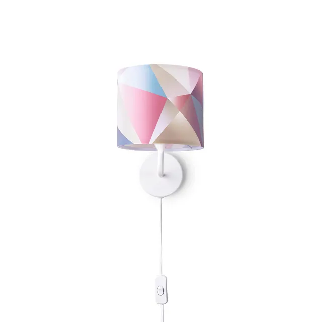 paco-home-volta-wandleuchte-e14-stoffschirm-punkte-geometrisch-mit-stecker-und-k image 1
