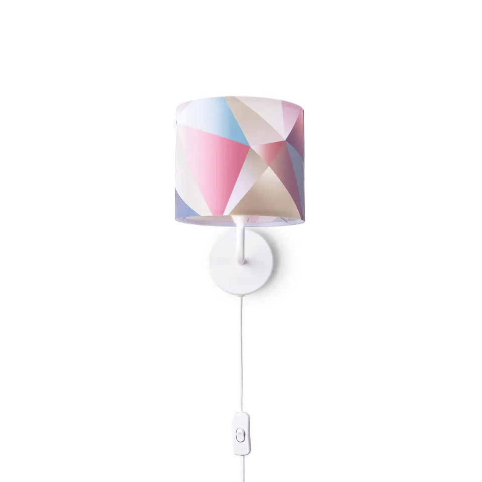 paco-home-volta-wandleuchte-e14-stoffschirm-punkte-geometrisch-mit-stecker-und-k image 1