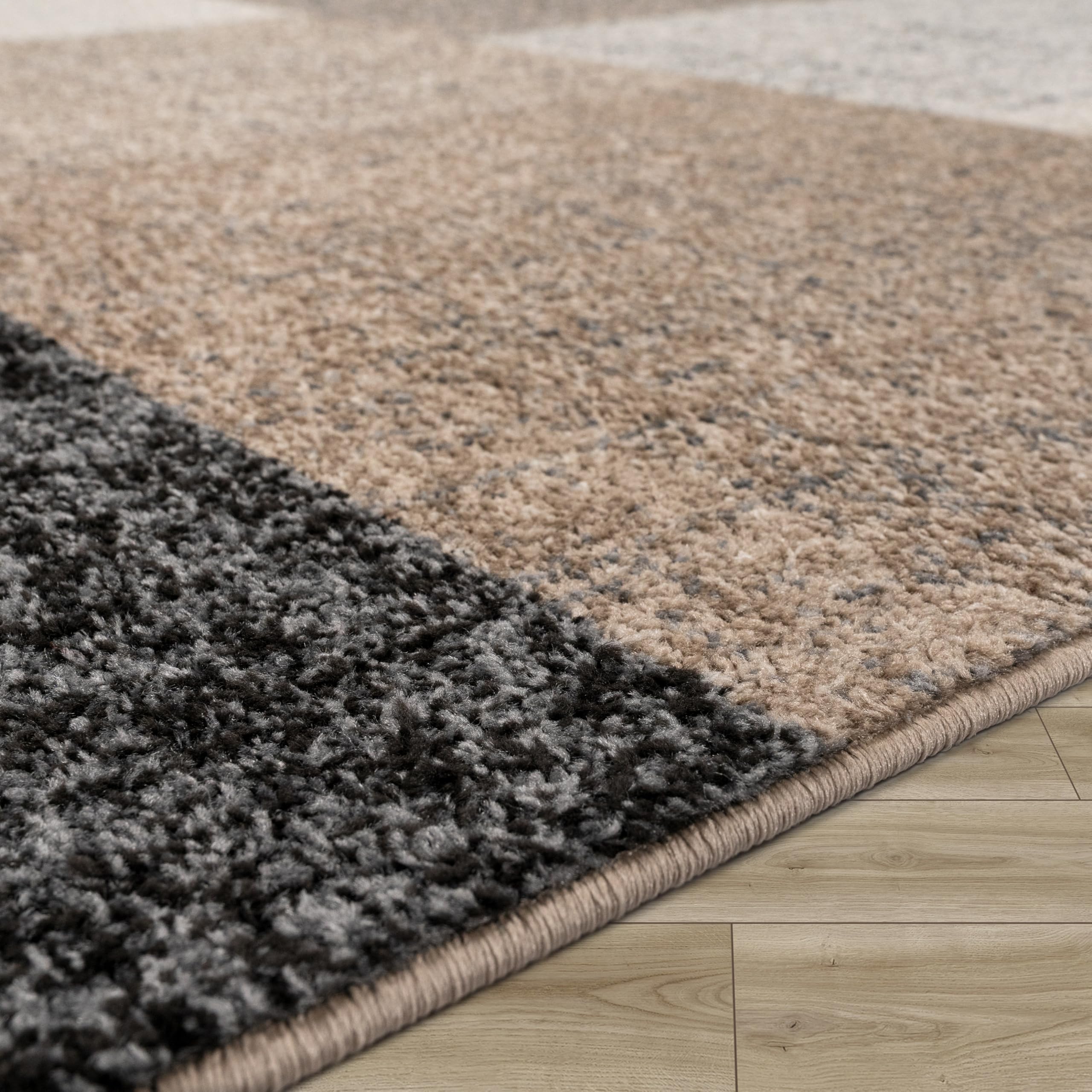paco-home-designer-kurzflorteppich-kariert-braun-creme-120x170-cm image 2