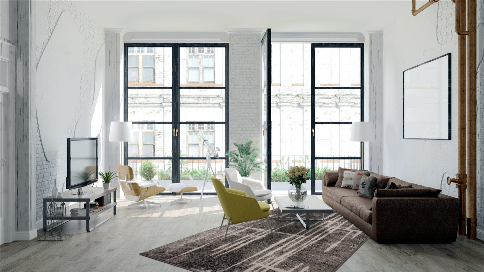 kayoom-rohullah-3010-flachflorteppich-grau-elfenbein-modernes-design image 2