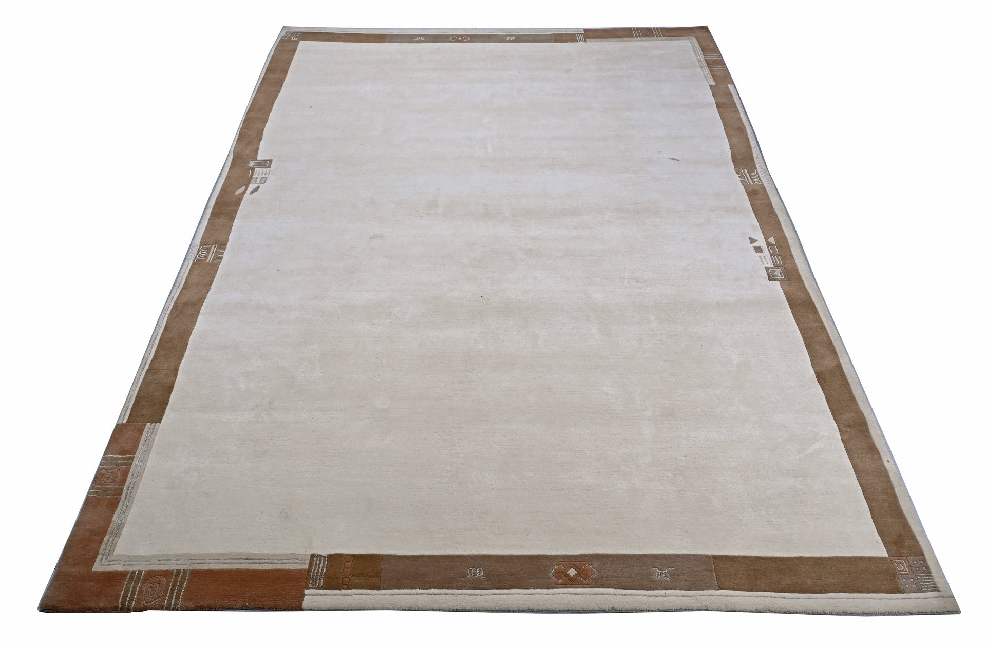 weconhome-handgekn-pfter-tibet-teppich-in-beige-mit-schmaler-retro-bord-re-neuwe image 5